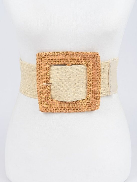 Oversized Bamboo Buckle Waist Elastic Belt main image 6